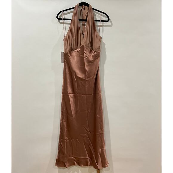 Reformation Women's Wyn Silk Maxi Dress Praline Size 10 NWT - Picture 4 of 9
